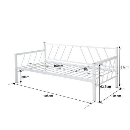 Bed-Sofa Remmie pakoworld metal in white shade 90x190cm