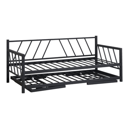 Bed-Sofa Remmie pakoworld metal in black shade 90x190cm
