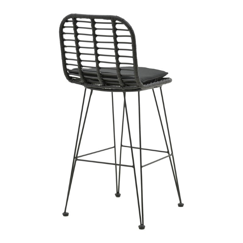 Naoki pakoworld bar stool with pe cushion black-metal black leg 46x56x110cm