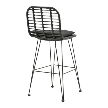 Naoki pakoworld bar stool with pe cushion black-metal black leg 46x56x110cm