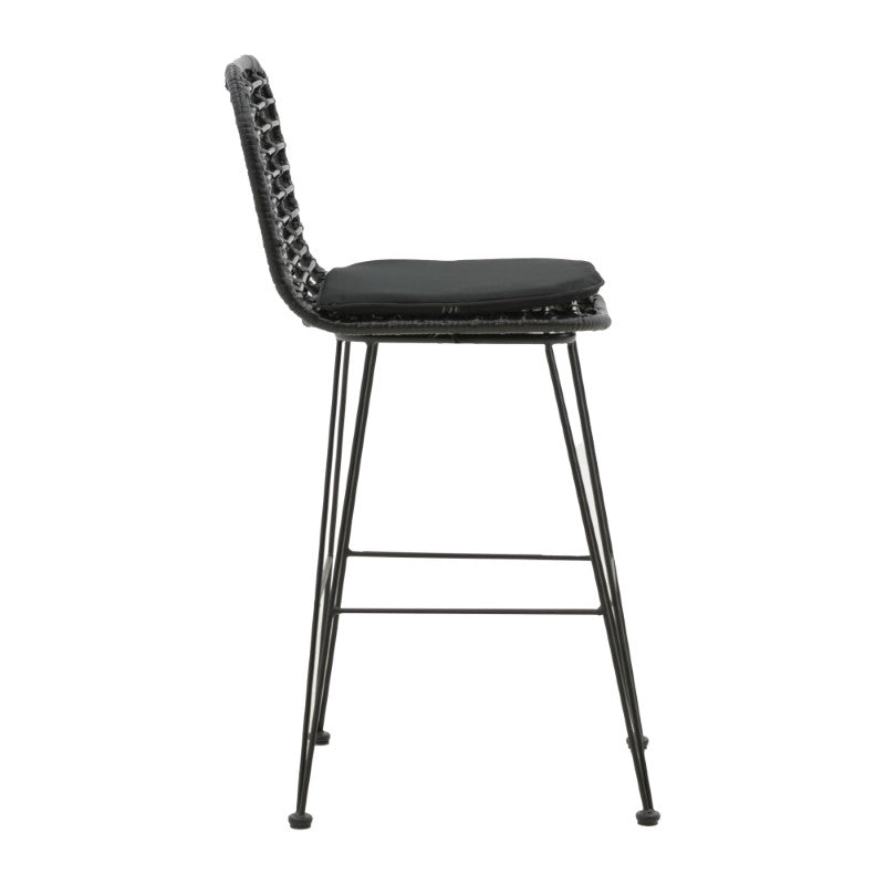 Naoki pakoworld bar stool with pe cushion black-metal black leg 46x56x110cm