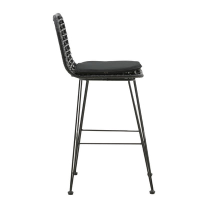 Naoki pakoworld bar stool with pe cushion black-metal black leg 46x56x110cm