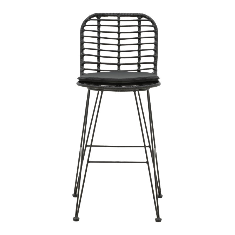 Naoki pakoworld bar stool with pe cushion black-metal black leg 46x56x110cm