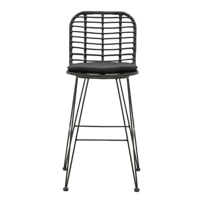Naoki pakoworld bar stool with pe cushion black-metal black leg 46x56x110cm