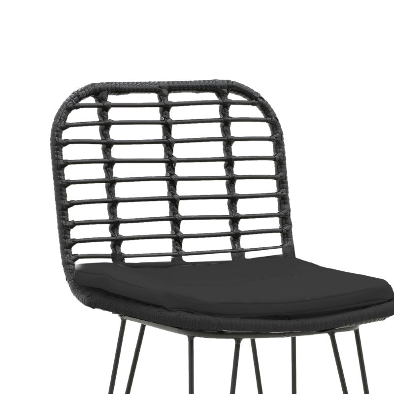 Naoki pakoworld bar stool with pe cushion black-metal black leg 46x56x110cm