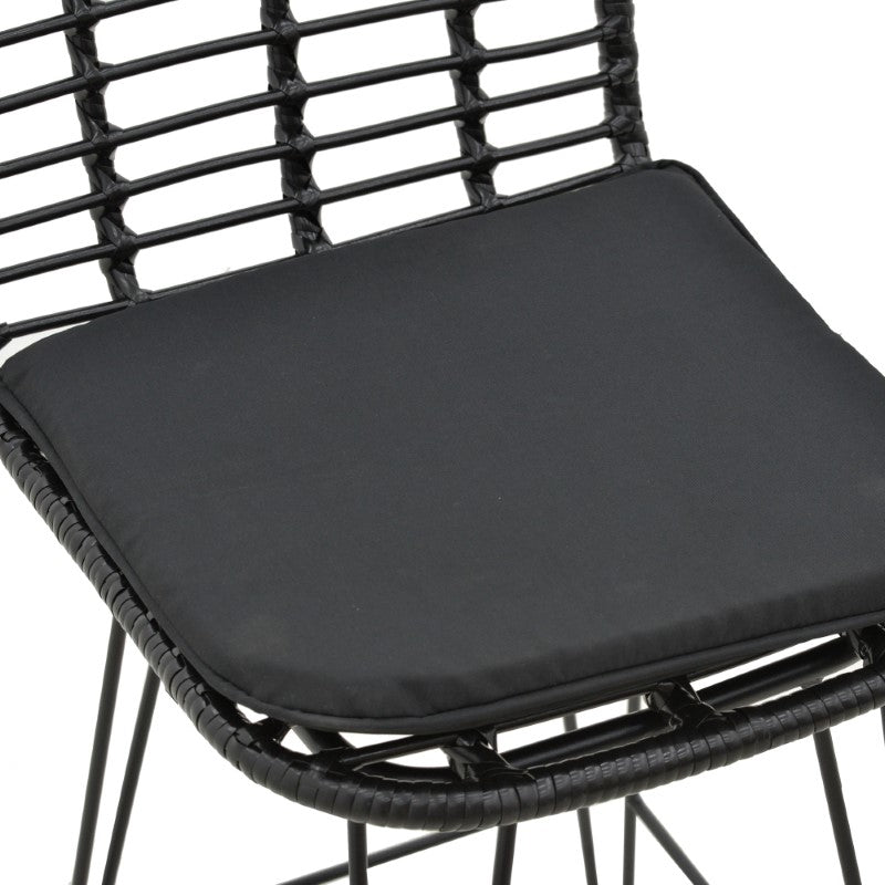 Naoki pakoworld bar stool with pe cushion black-metal black leg 46x56x110cm