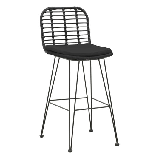 Naoki pakoworld bar stool with pe cushion black-metal black leg 46x56x110cm