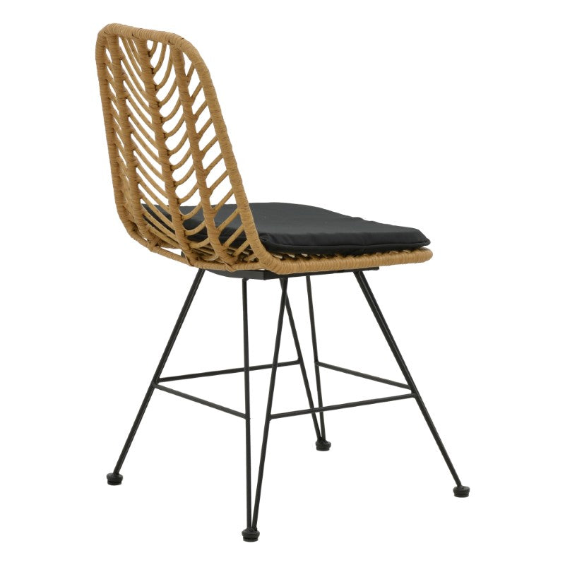 Chair Naoki pakoworld with cushion pe natural-metal black leg 44x58x82cm