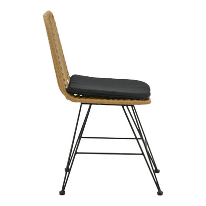 Chair Naoki pakoworld with cushion pe natural-metal black leg 44x58x82cm