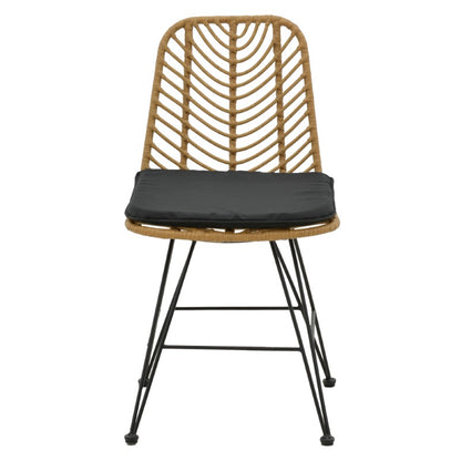 Chair Naoki pakoworld with cushion pe natural-metal black leg 44x58x82cm