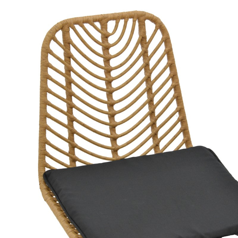 Chair Naoki pakoworld with cushion pe natural-metal black leg 44x58x82cm