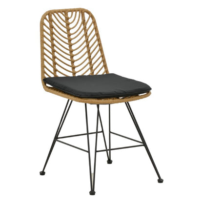 Chair Naoki pakoworld with cushion pe natural-metal black leg 44x58x82cm