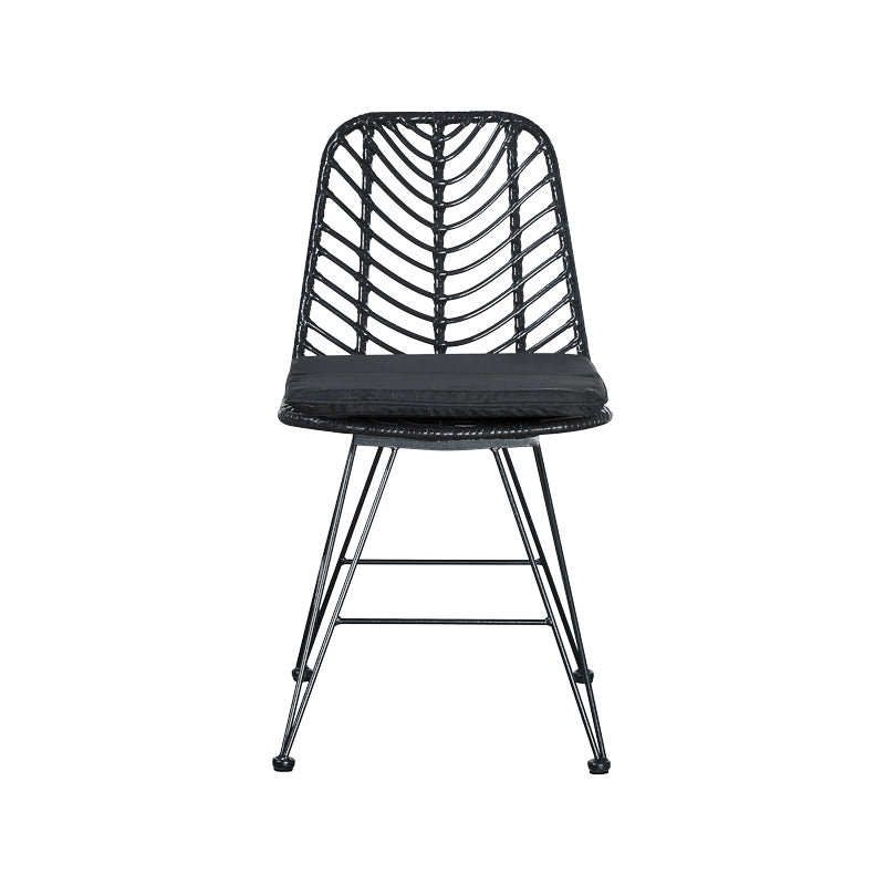 Garden chair Naoki with cushion pe black-metal black leg 44x58x82cm
