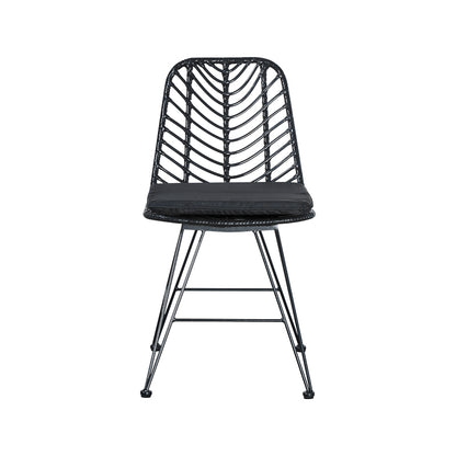 Garden chair Naoki with cushion pe black-metal black leg 44x58x82cm