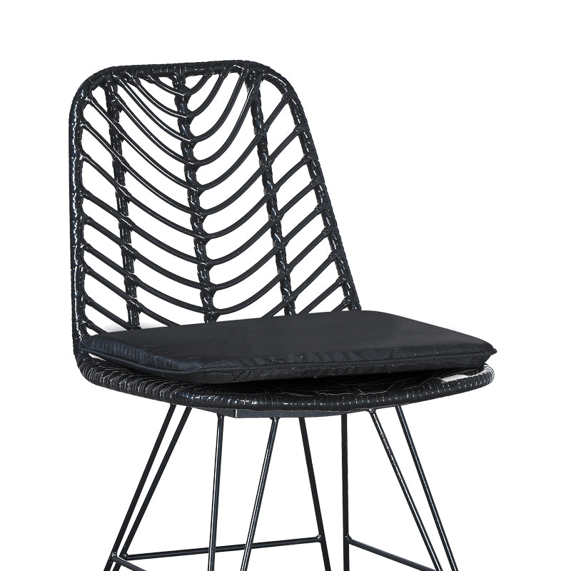 Garden chair Naoki with cushion pe black-metal black leg 44x58x82cm