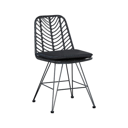Garden chair Naoki with cushion pe black-metal black leg 44x58x82cm