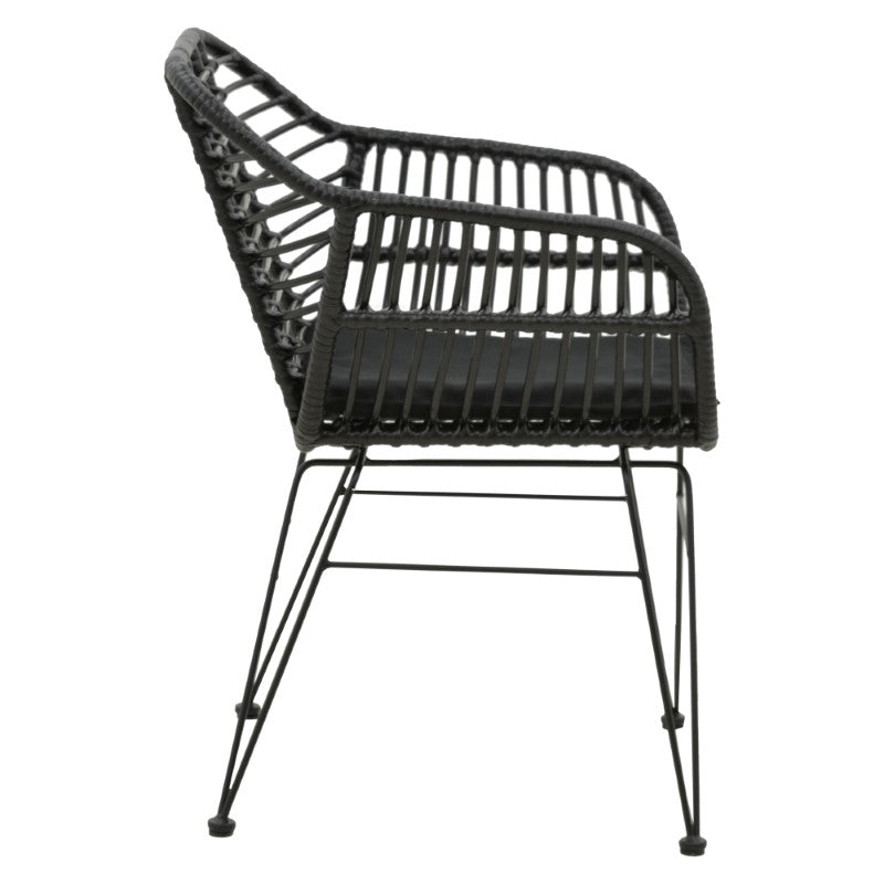 Armchair Naoki pakoworlwith cushion pe black-metal black leg 55x58x79cm