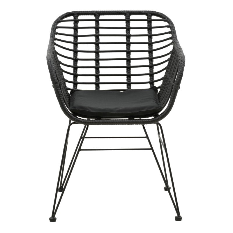 Armchair Naoki pakoworlwith cushion pe black-metal black leg 55x58x79cm