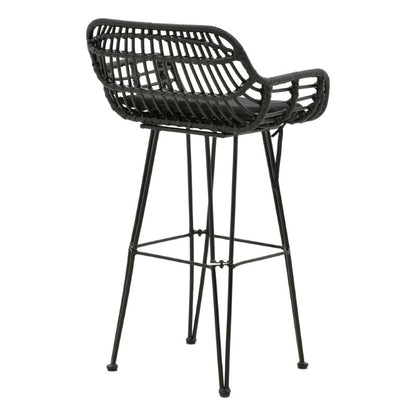 Bar stool Naoki pakoworld with cushion pe black-metal black leg 52x50x90cm