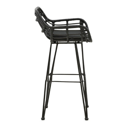 Bar stool Naoki pakoworld with cushion pe black-metal black leg 52x50x90cm