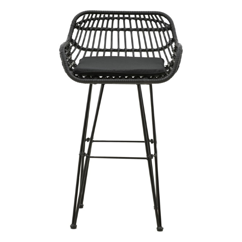 Bar stool Naoki pakoworld with cushion pe black-metal black leg 52x50x90cm