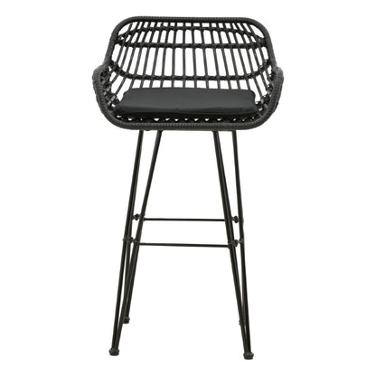Bar stool Naoki pakoworld with cushion pe black-metal black leg 52x50x90cm