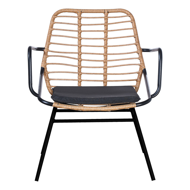 Garden armchair Naoki pakoworld with cushion pe natural-metal black leg 58x63x81cm