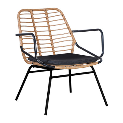 Garden armchair Naoki pakoworld with cushion pe natural-metal black leg 58x63x81cm