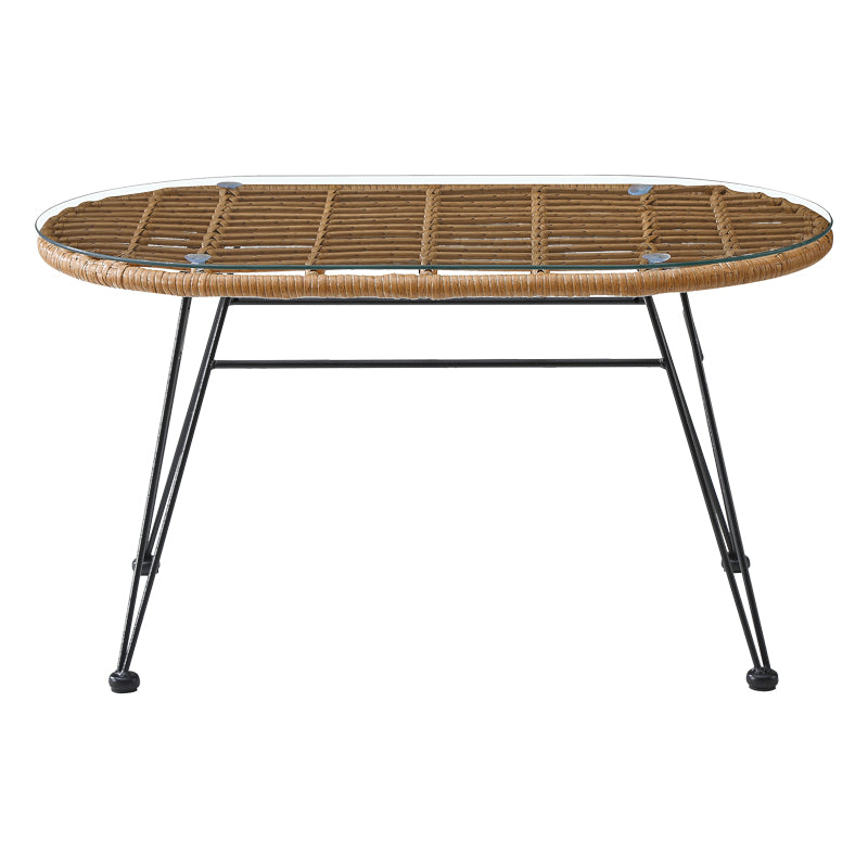 Garden table Naoki pakoworld metal black-pe natural-glass 100x45x46cm