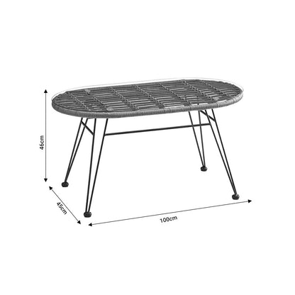 Garden table Naoki pakoworld metal black-pe natural-glass 100x45x46cm