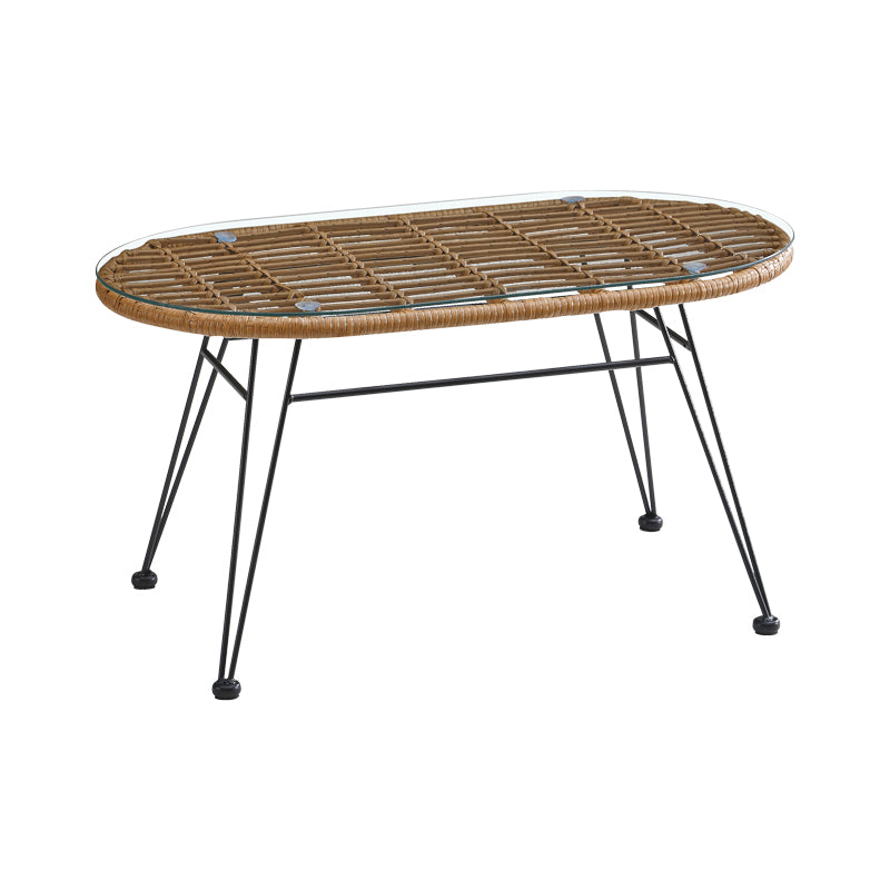 Garden table Naoki pakoworld metal black-pe natural-glass 100x45x46cm