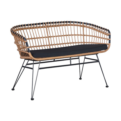 Lounge Naoki pakoworld set of 4 pcs natural pe rattan-black metal-glass 148x70x72cm