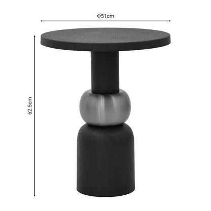 Side table Enville Inart black-gold metal D51x62.5cm