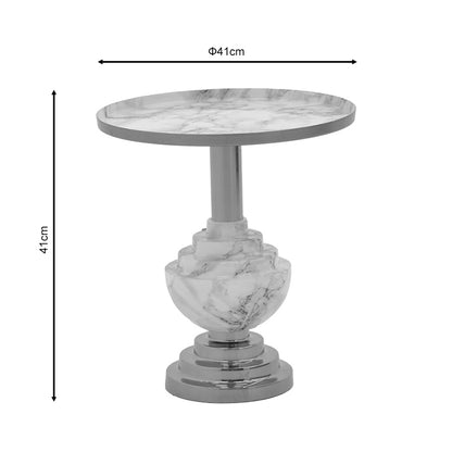 Side table Cogent Inart marble grey-gold metal D41x44cm