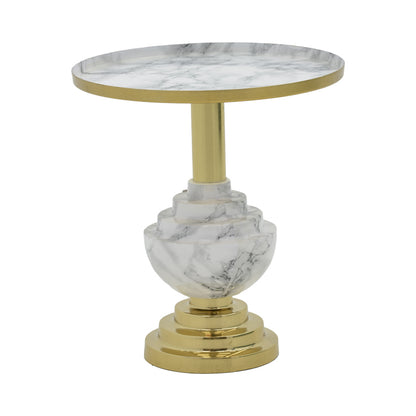 Side table Cogent Inart marble grey-gold metal D41x44cm