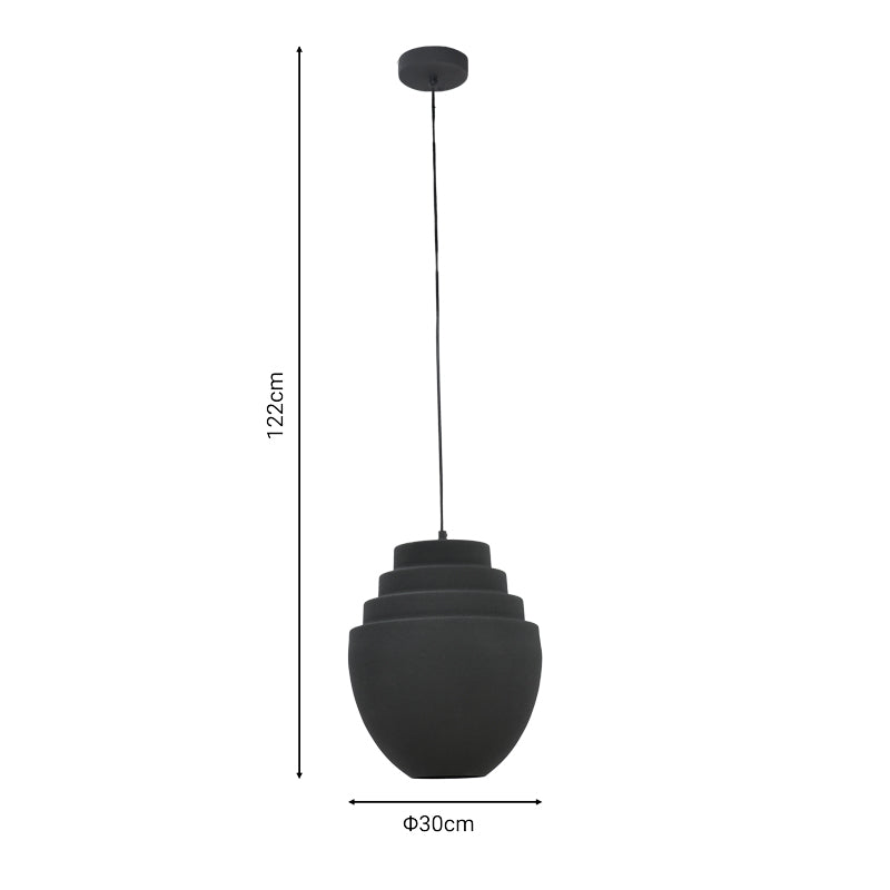 Ceiling lamp Kelsy Inart E27 black metal D30x122cm