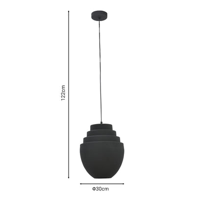 Ceiling lamp Kelsy Inart E27 black metal D30x122cm