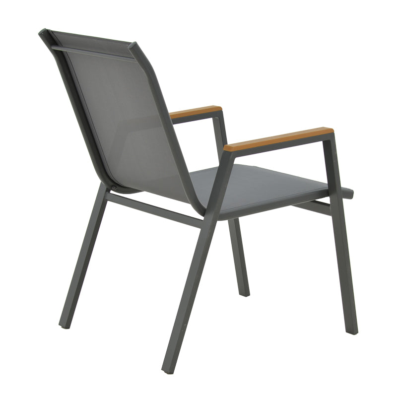 Armchair Azelie pakoworld dark grey textilene-dark grey aluminium leg-plywood arms 77x55x94cm