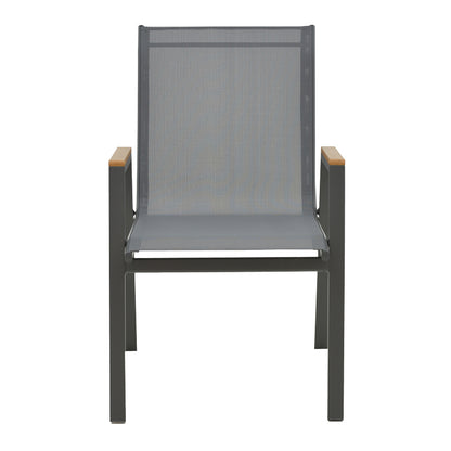 Armchair Azelie pakoworld dark grey textilene-dark grey aluminium leg-plywood arms 77x55x94cm