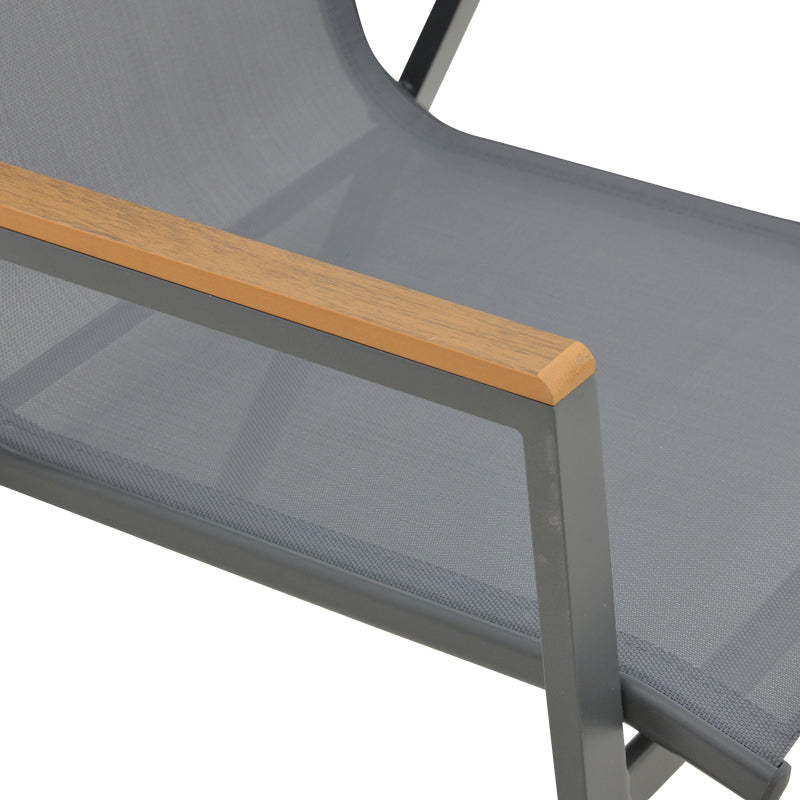Armchair Azelie pakoworld dark grey textilene-dark grey aluminium leg-plywood arms 56x75x88cm