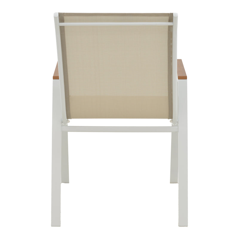 Azelie pakoworld aluminum armchair in beige textilene shade and white leg 56x75x88cm