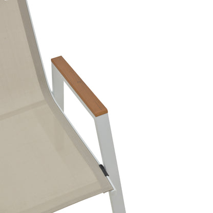 Azelie pakoworld aluminum armchair in beige textilene shade and white leg 56x75x88cm