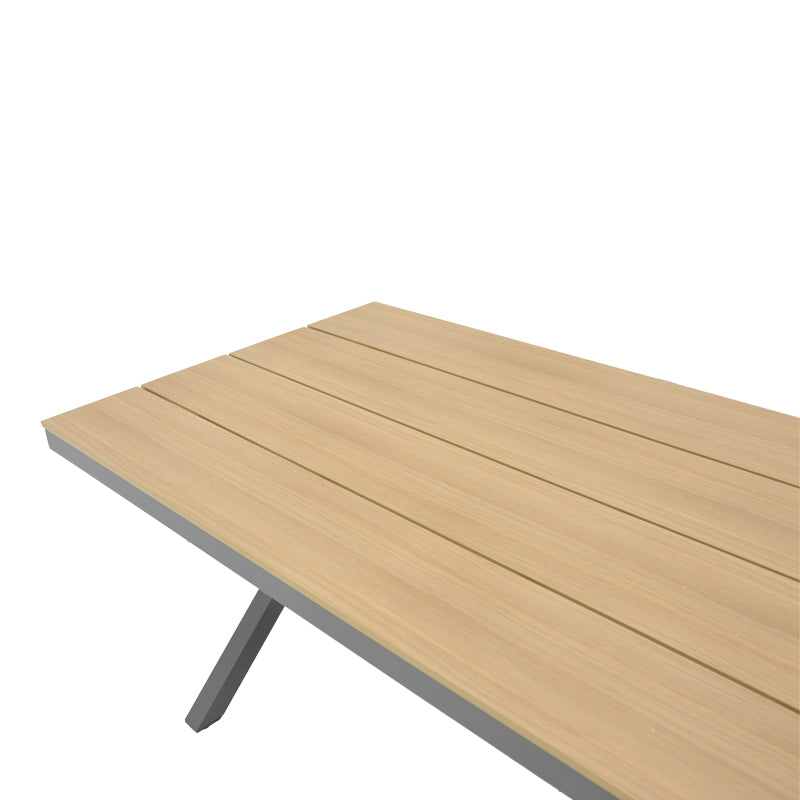 Thorio pakoworld plywood table in natural shade and anthracite aluminum leg 160x90x75cm