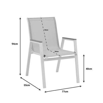 Dinning set Azelie-Kliton Ι pakoworld set of 5 grey fabric-white aluminum 80x80x74cm
