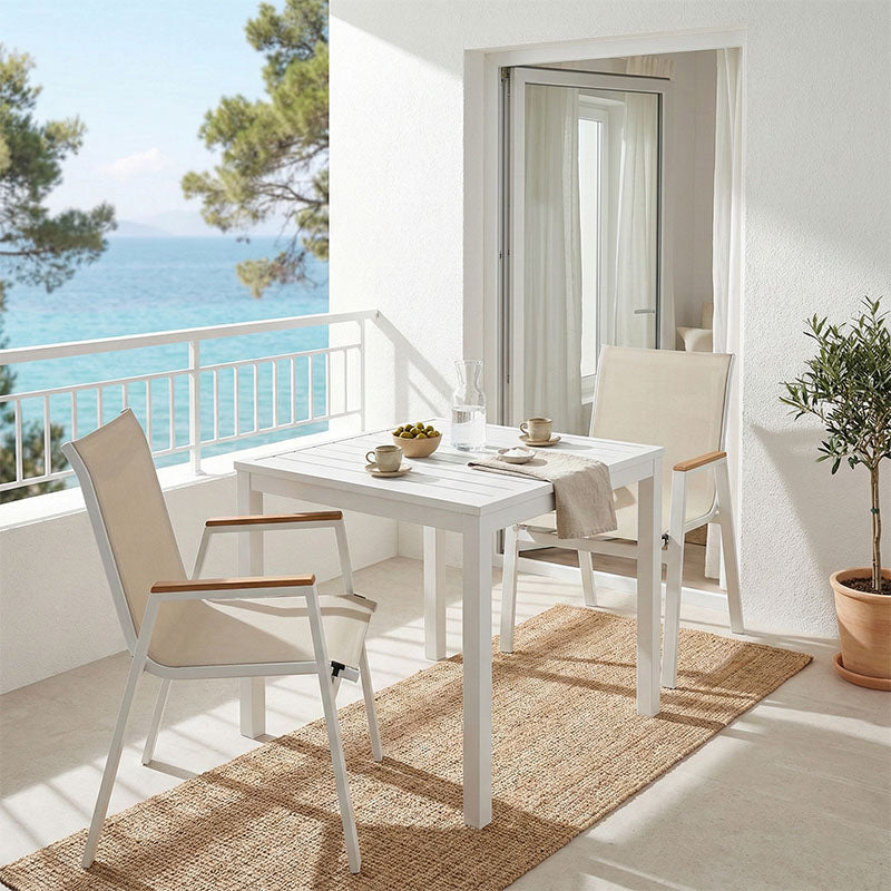 Dining table Kliton - Azelie set of 3 pakoworld aluminum in white shade 80x80x74cm