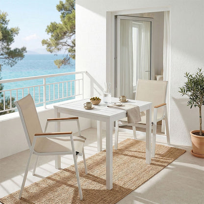 Dining table Kliton - Azelie set of 3 pakoworld aluminum in white shade 80x80x74cm