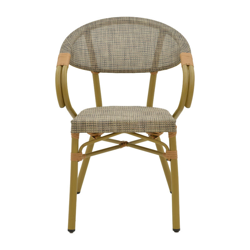 Αrmchair Isaia pakoworld natural aluminum-textilene grey 57x57x83cm