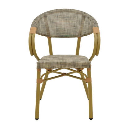 Αrmchair Isaia pakoworld natural aluminum-textilene grey 57x57x83cm