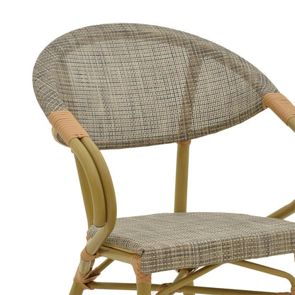 Αrmchair Isaia pakoworld natural aluminum-textilene grey 57x57x83cm