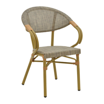 Αrmchair Isaia pakoworld natural aluminum-textilene grey 57x57x83cm